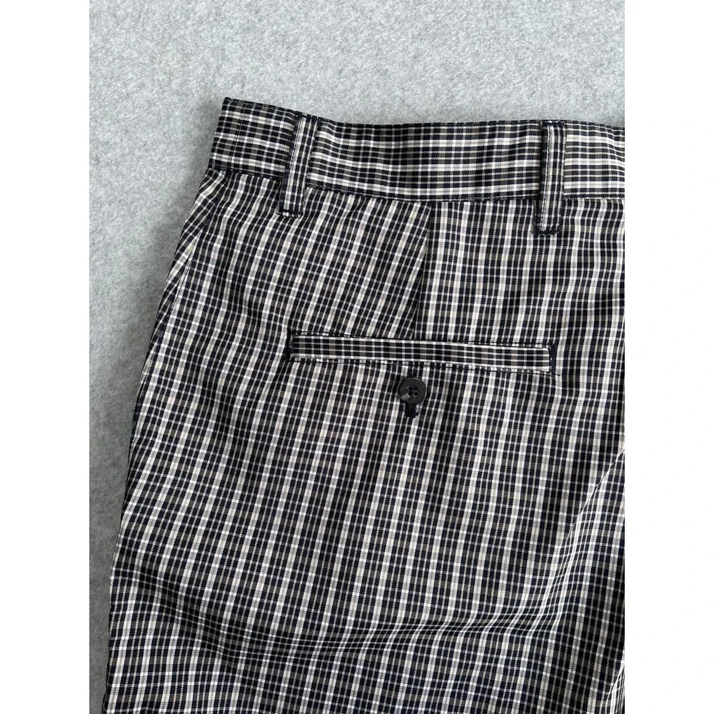 Adidas Golf Men's Lightweight Plaid Golf Shorts Size 34 Flat Front Black Khaki